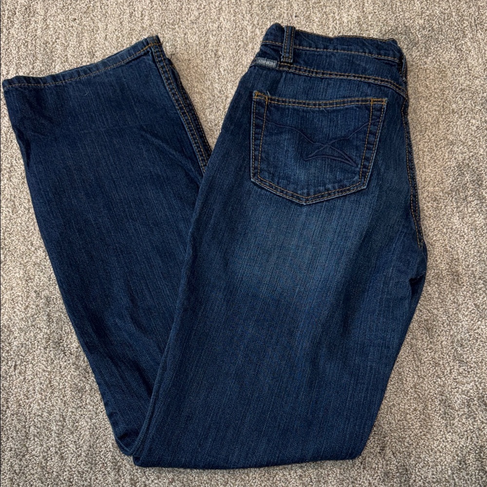 Cinch Blue Denim Jeans with Pink Stitching